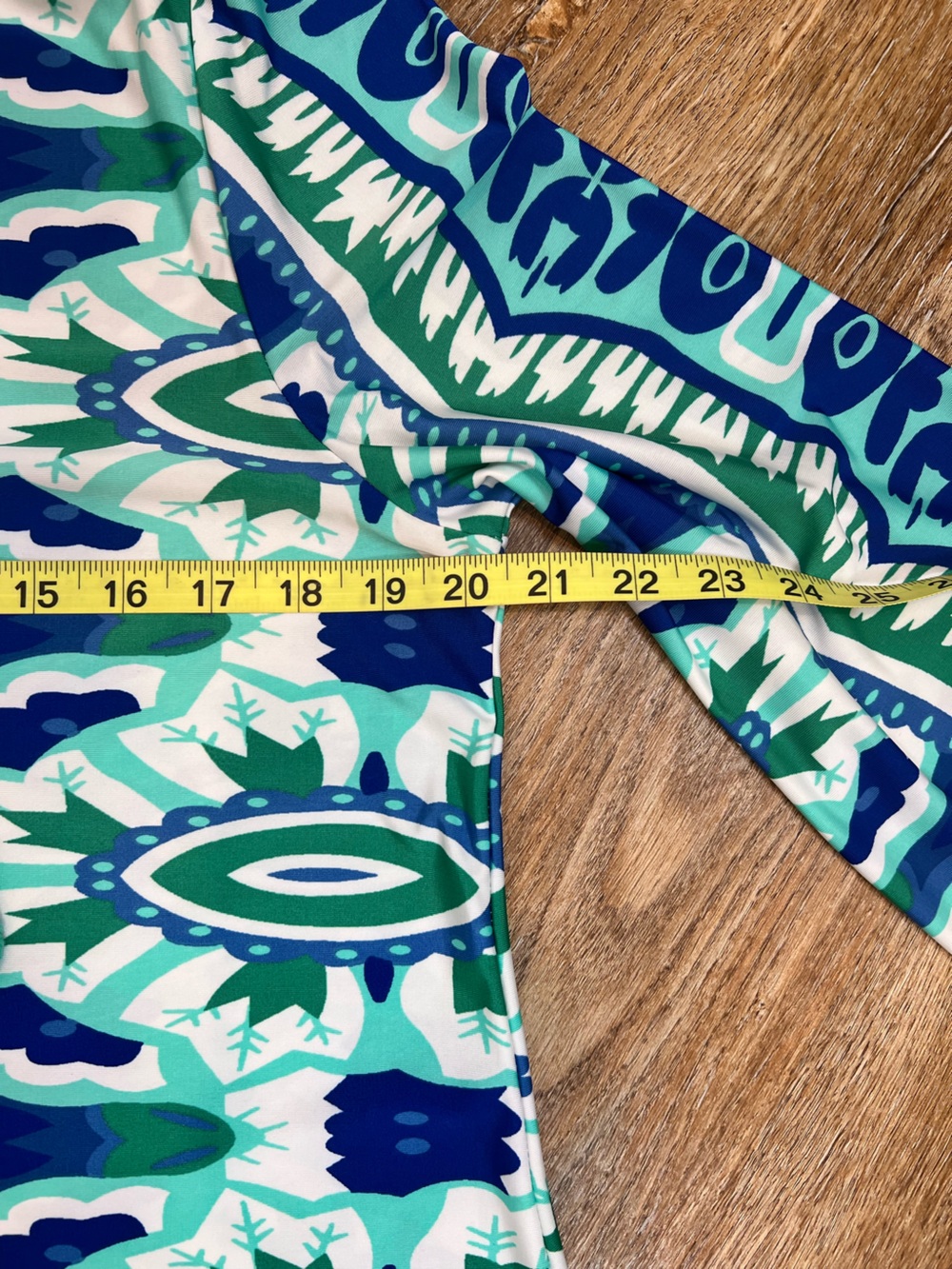 Beach Break Dress Swim Cover Up with Blue & Teal Abstract Print B Neck sz L - Picture 10 of 12